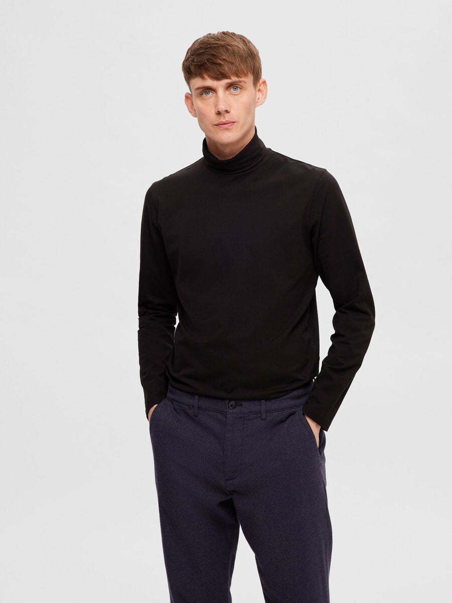 Roll Neck Tee Black