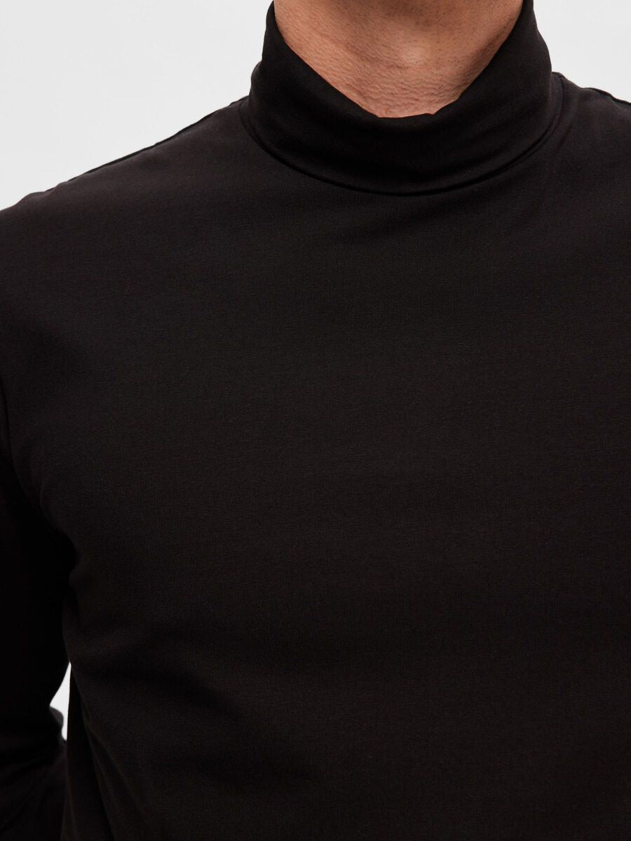 Roll Neck Tee Black