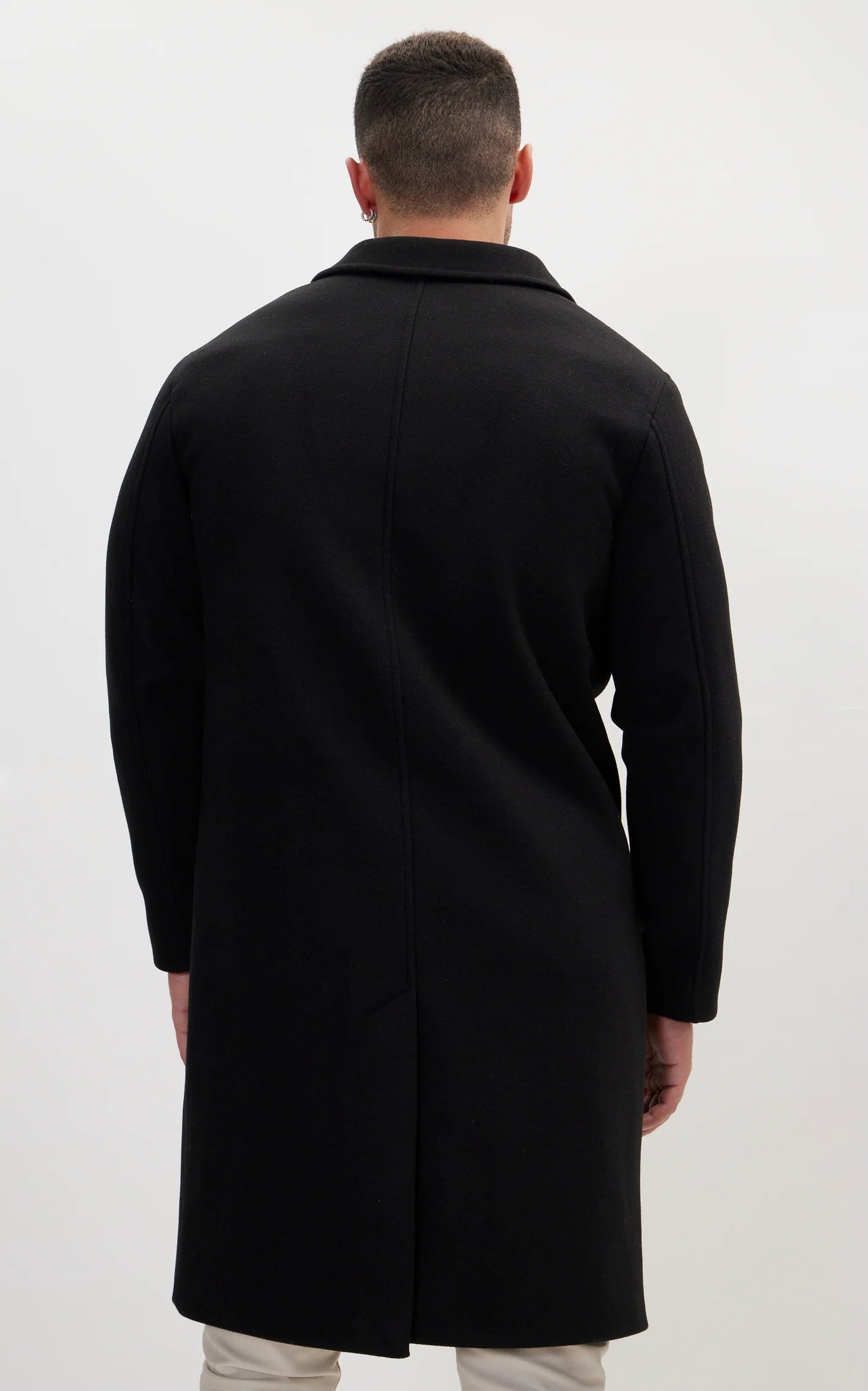 Pea Coat With Notch Lapel Black