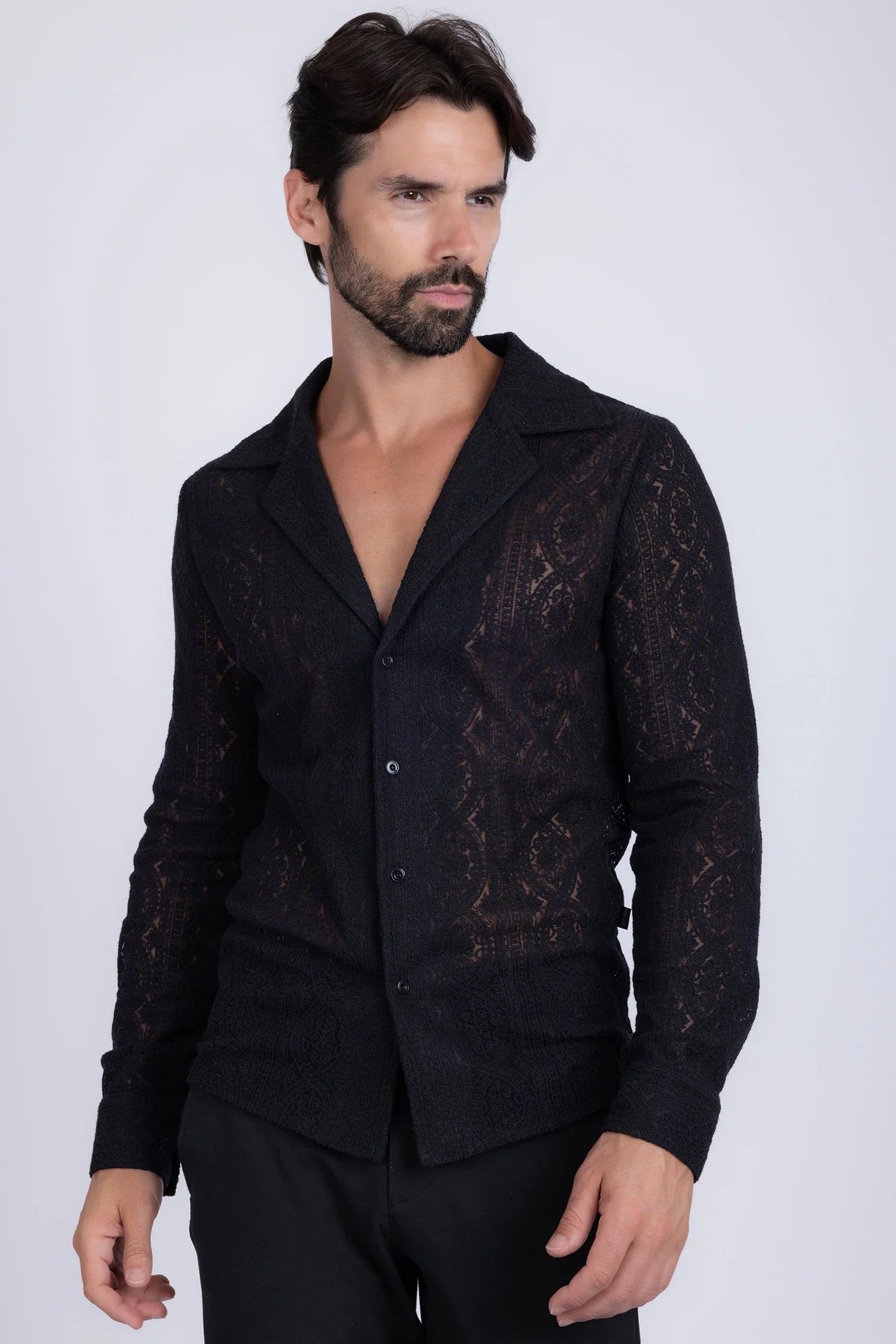 Janeiro Embroidered Long Sleeve Shirt Black