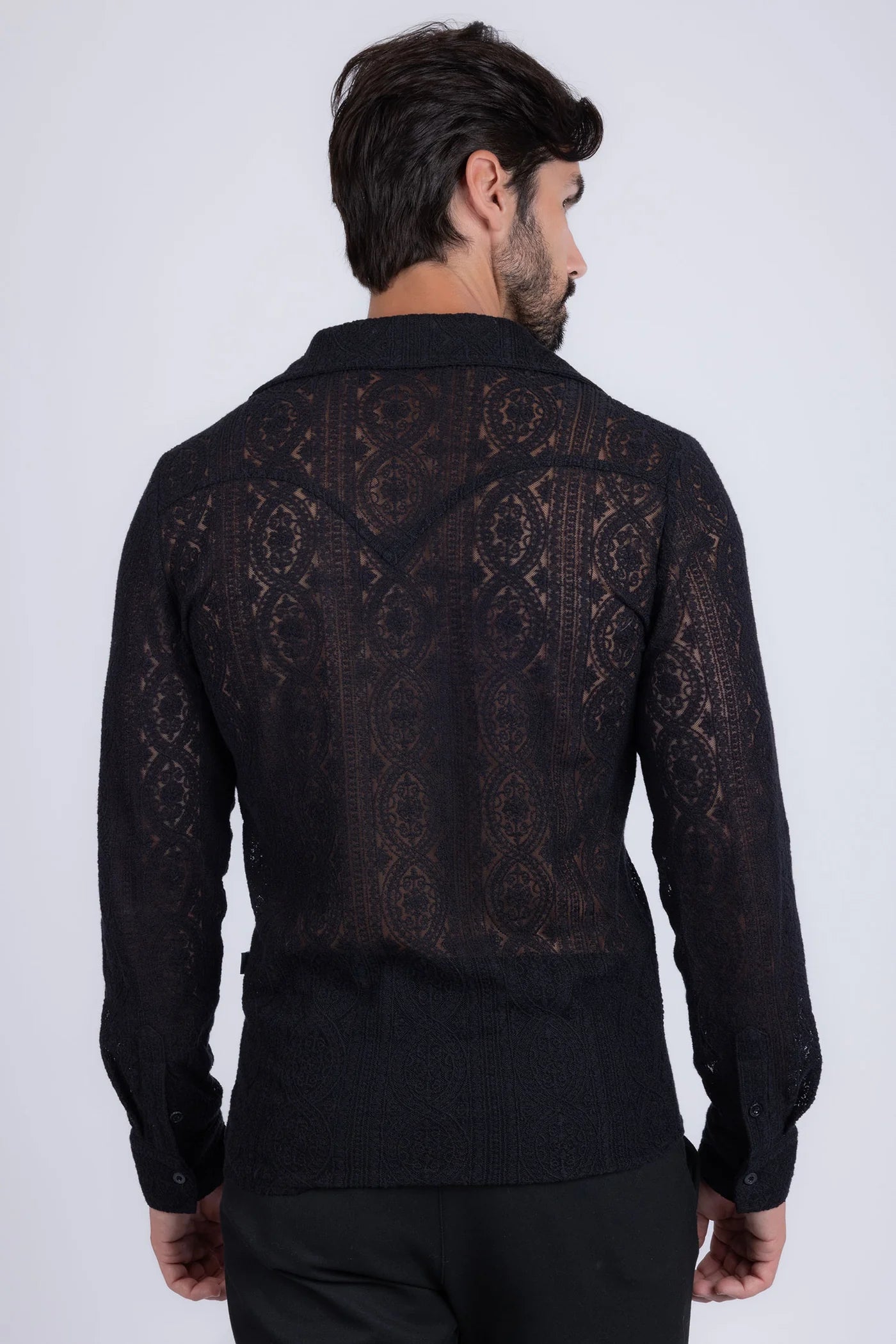 Janeiro Embroidered Long Sleeve Shirt Black