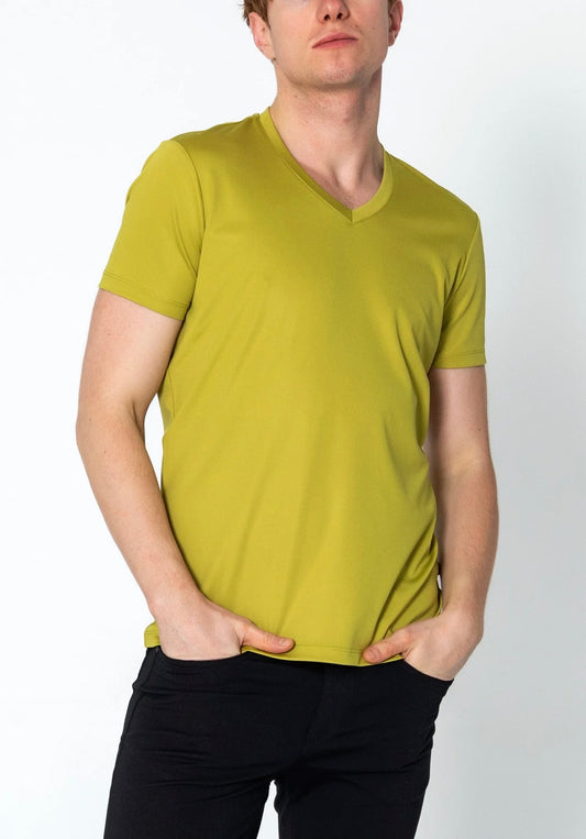V-Neck Fitted T-Shirt Oil Green