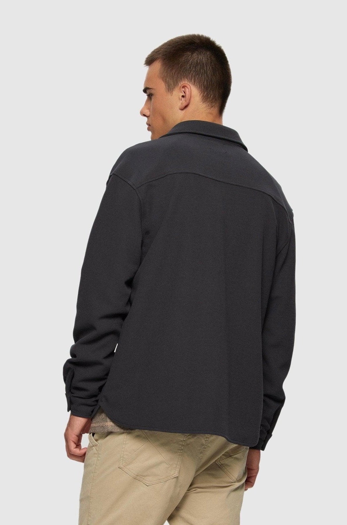 Thermal Button Down Shirt Charcoal