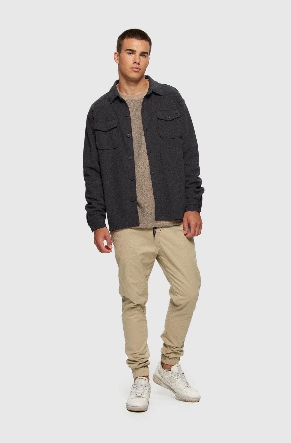Thermal Button Down Shirt Charcoal
