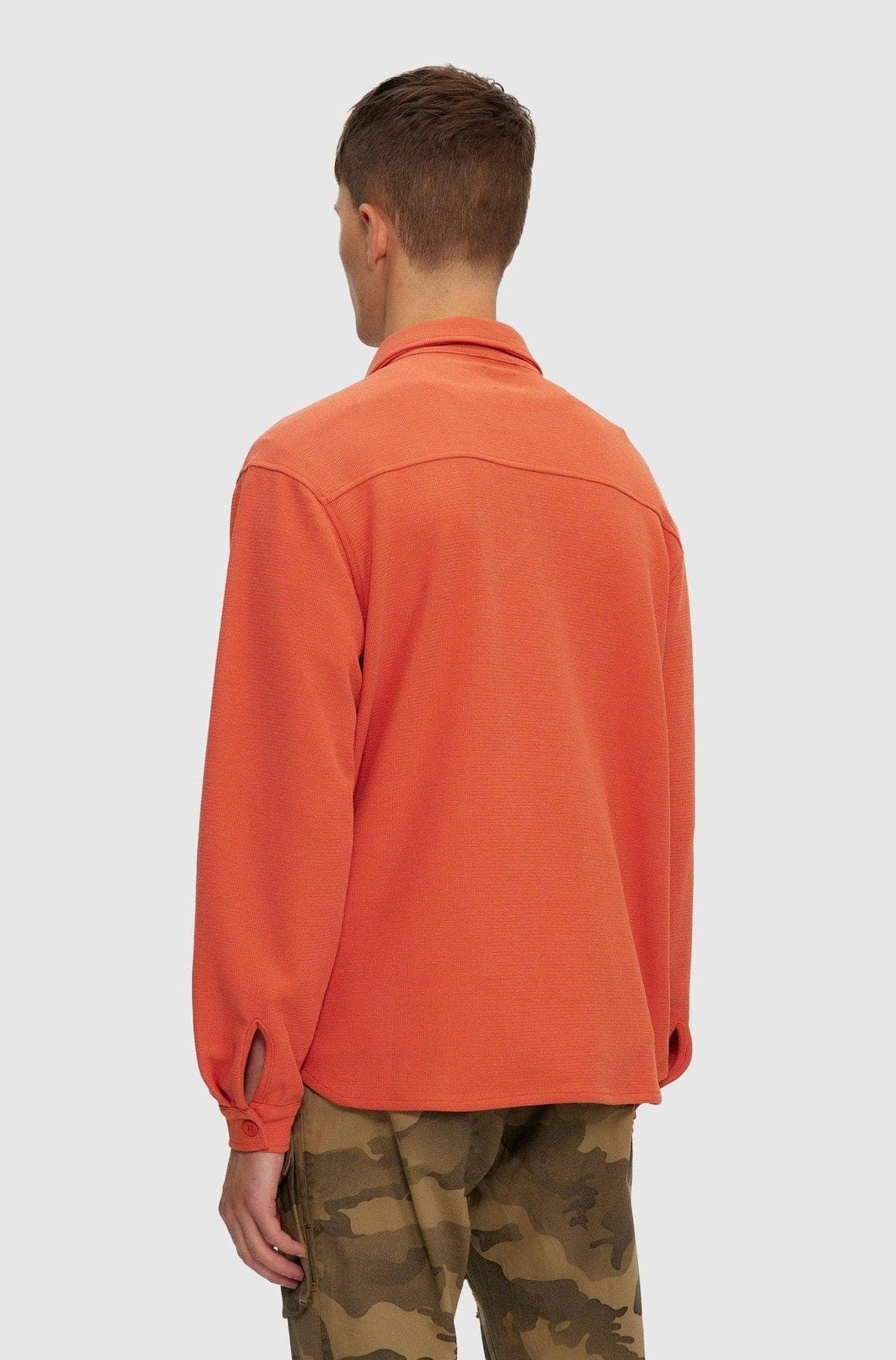 Thermal Button Down Shirt Orange