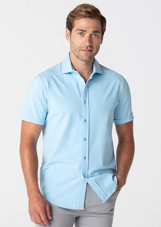 Short Sleeve Polished Shirt Light Blue
