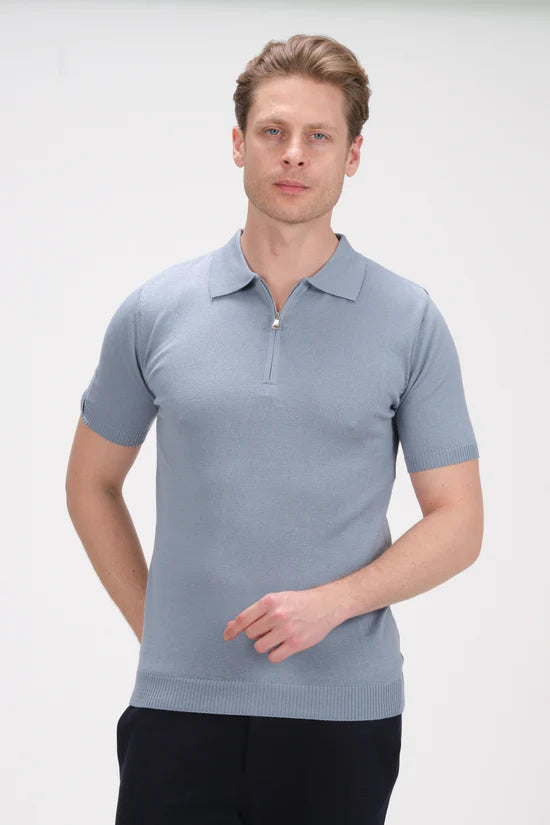 Zipper Knitted Polo Tee - Hawaii