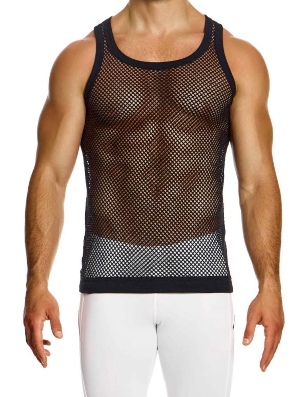 Mesh Through Tank Top Black