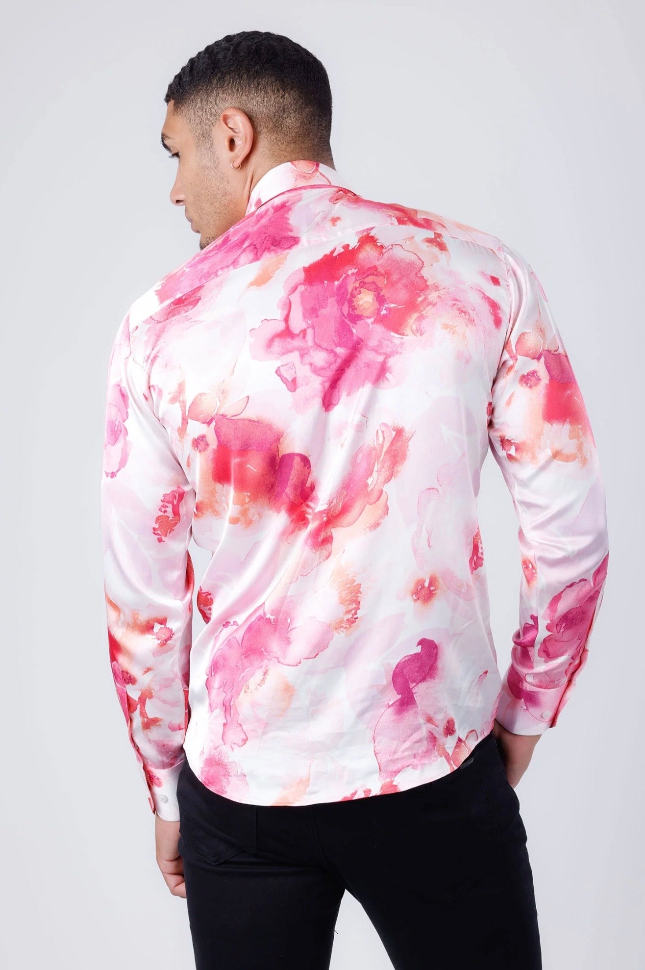 Slinspear Floral Long Sleeve Shirt Pink