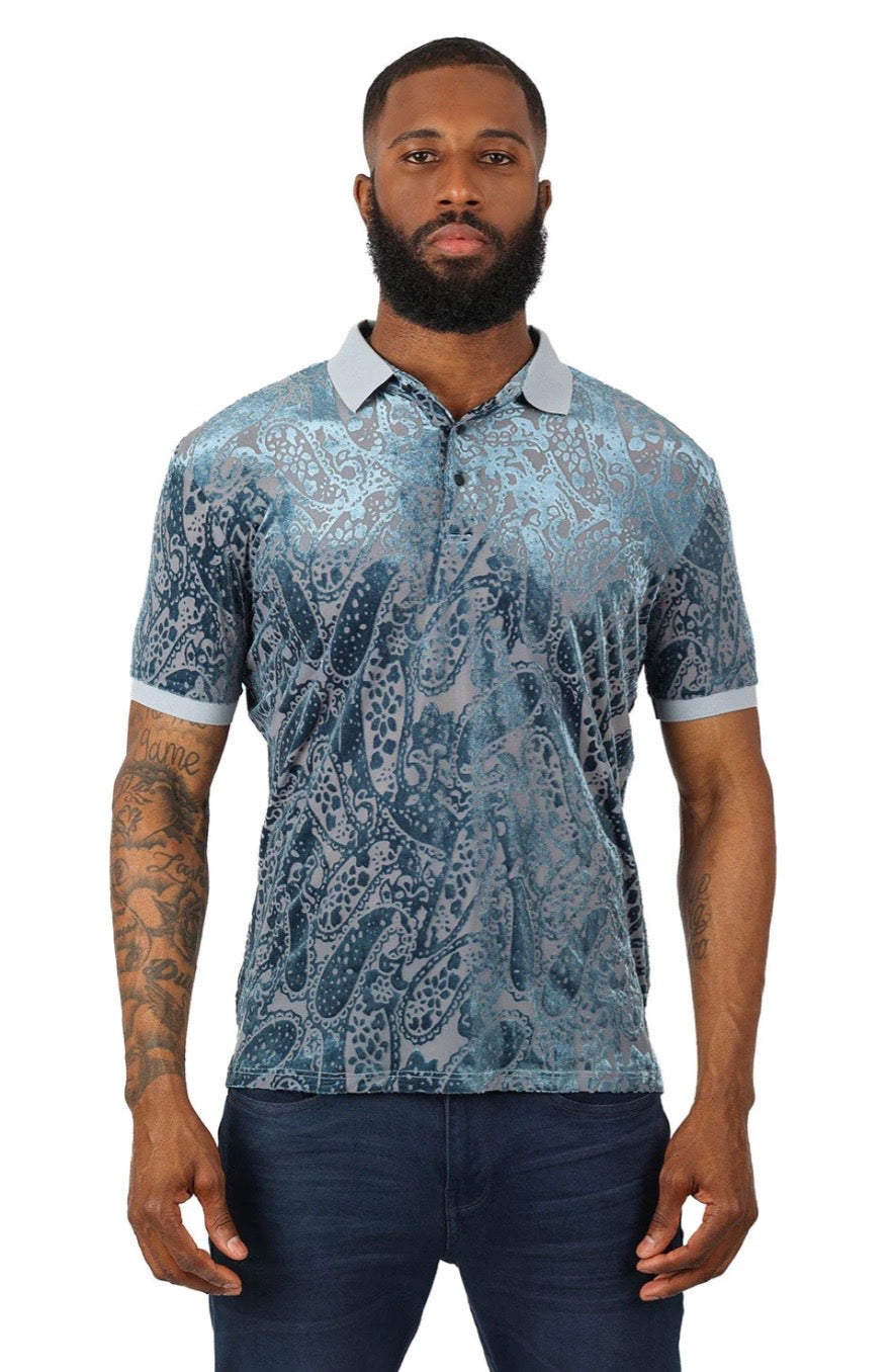 Paisley Polo T-Shirt Teal