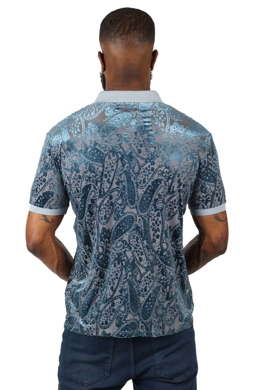 Paisley Polo T-Shirt Teal