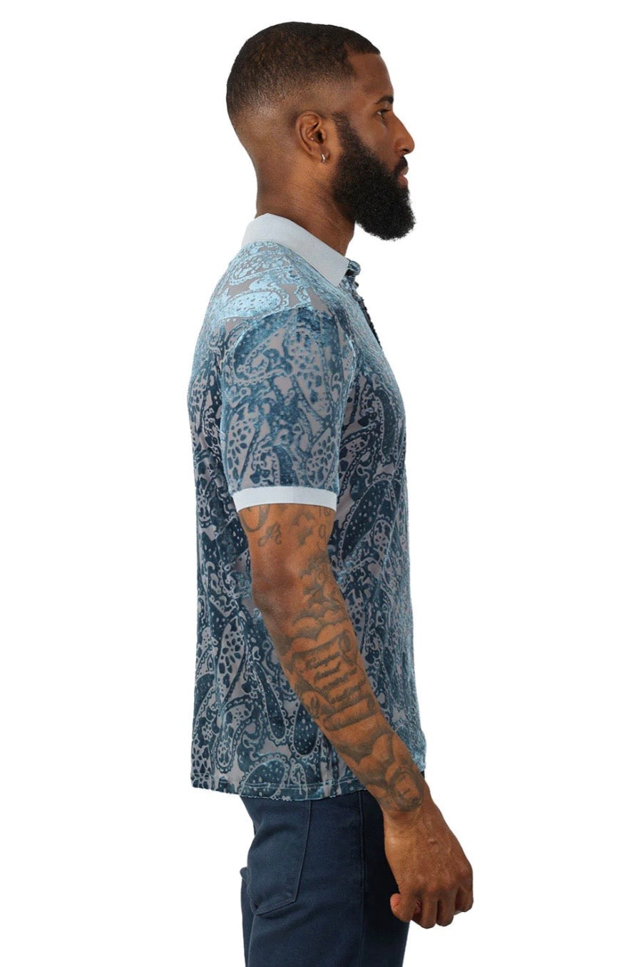 Paisley Polo T-Shirt Teal