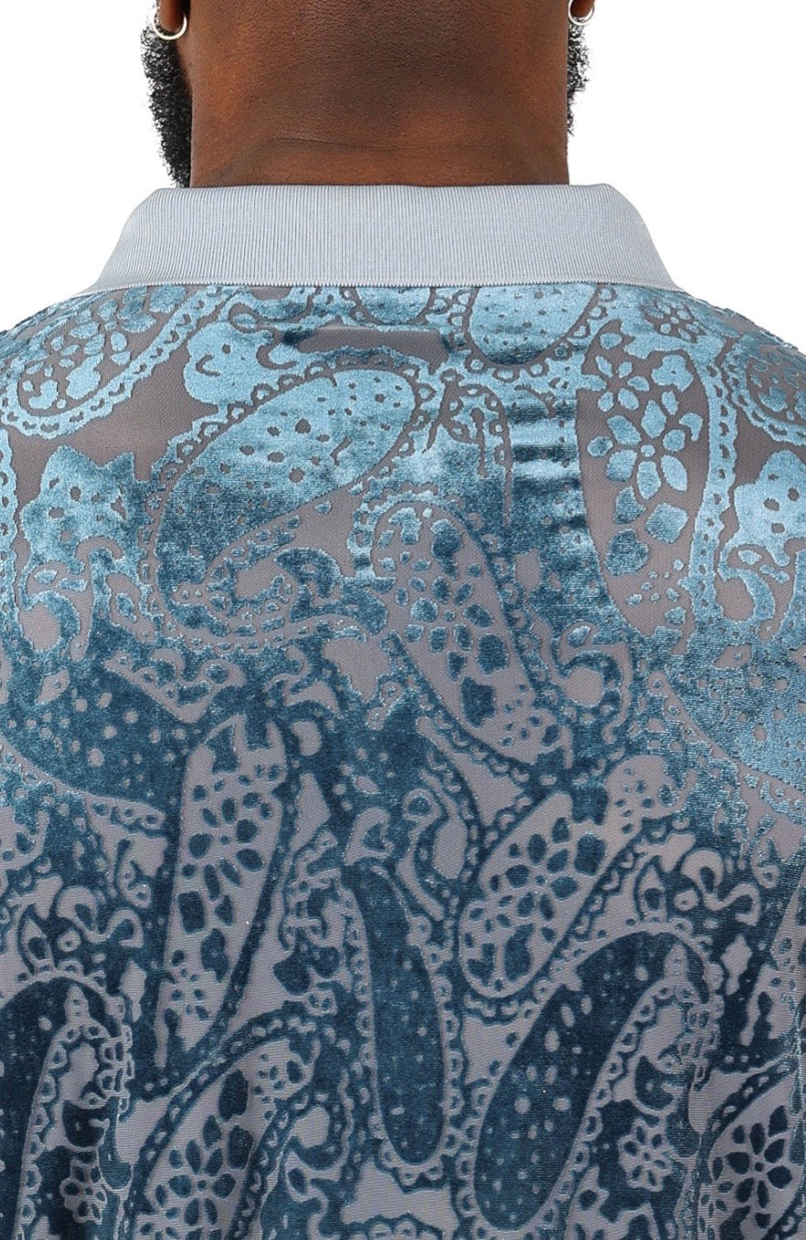 Paisley Polo T-Shirt Teal