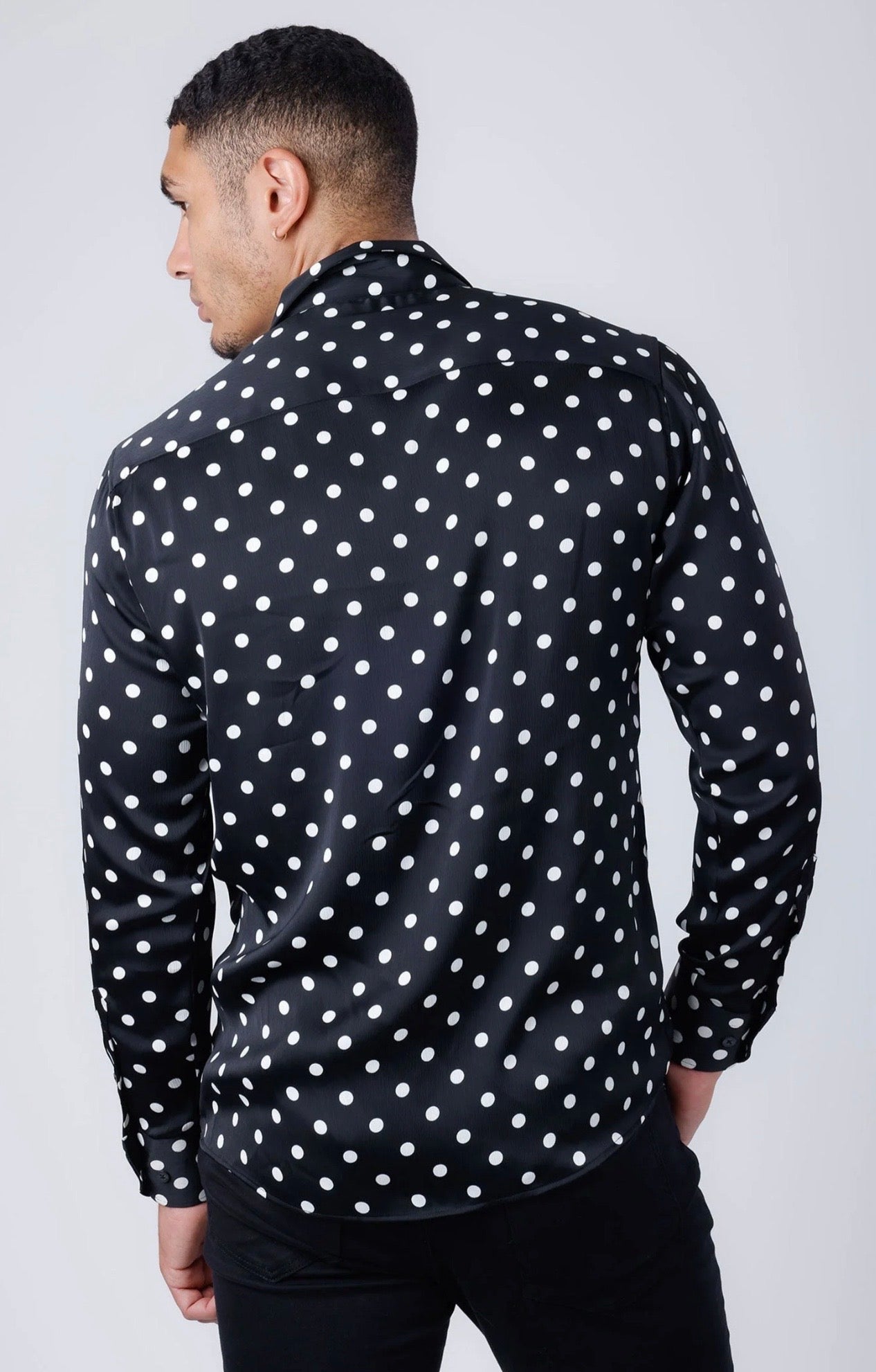 Delhi Polka Dots Long Sleeve Shirt Black