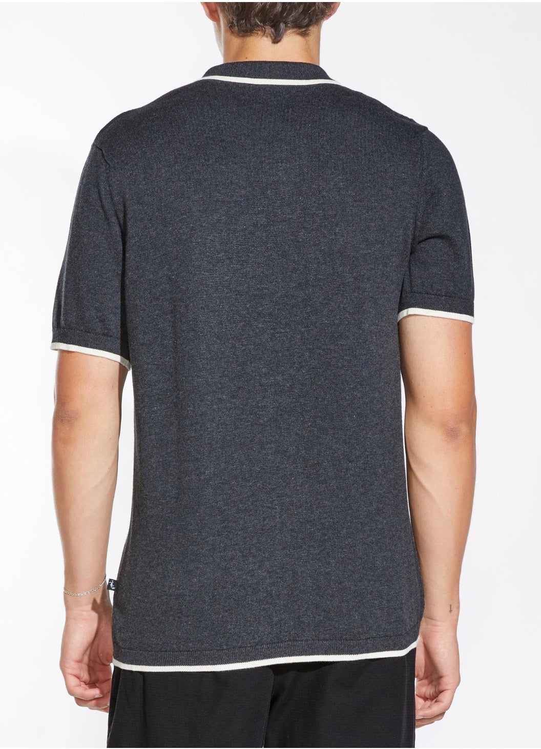 Full Placket Sweater Resort Shirt Charcoal