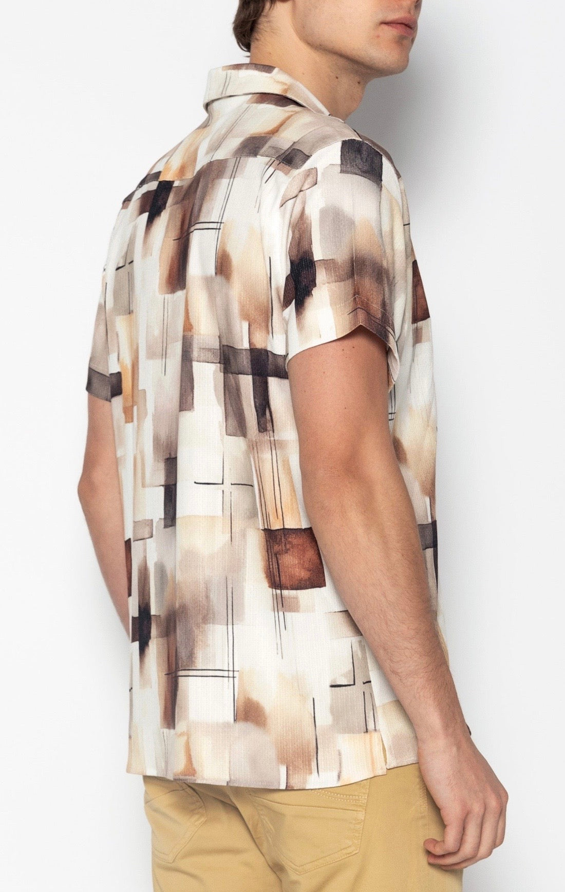 Allover Pattern Collar Shirt Ecru Brown