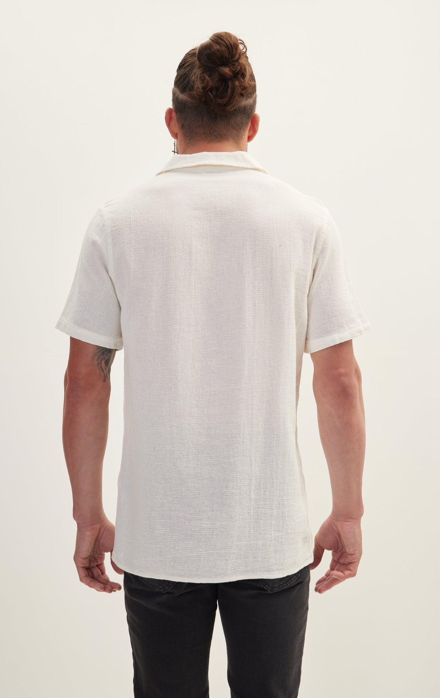 Knit Button Down Shirt Off White