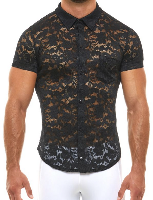 Floral Lace Shirt Black