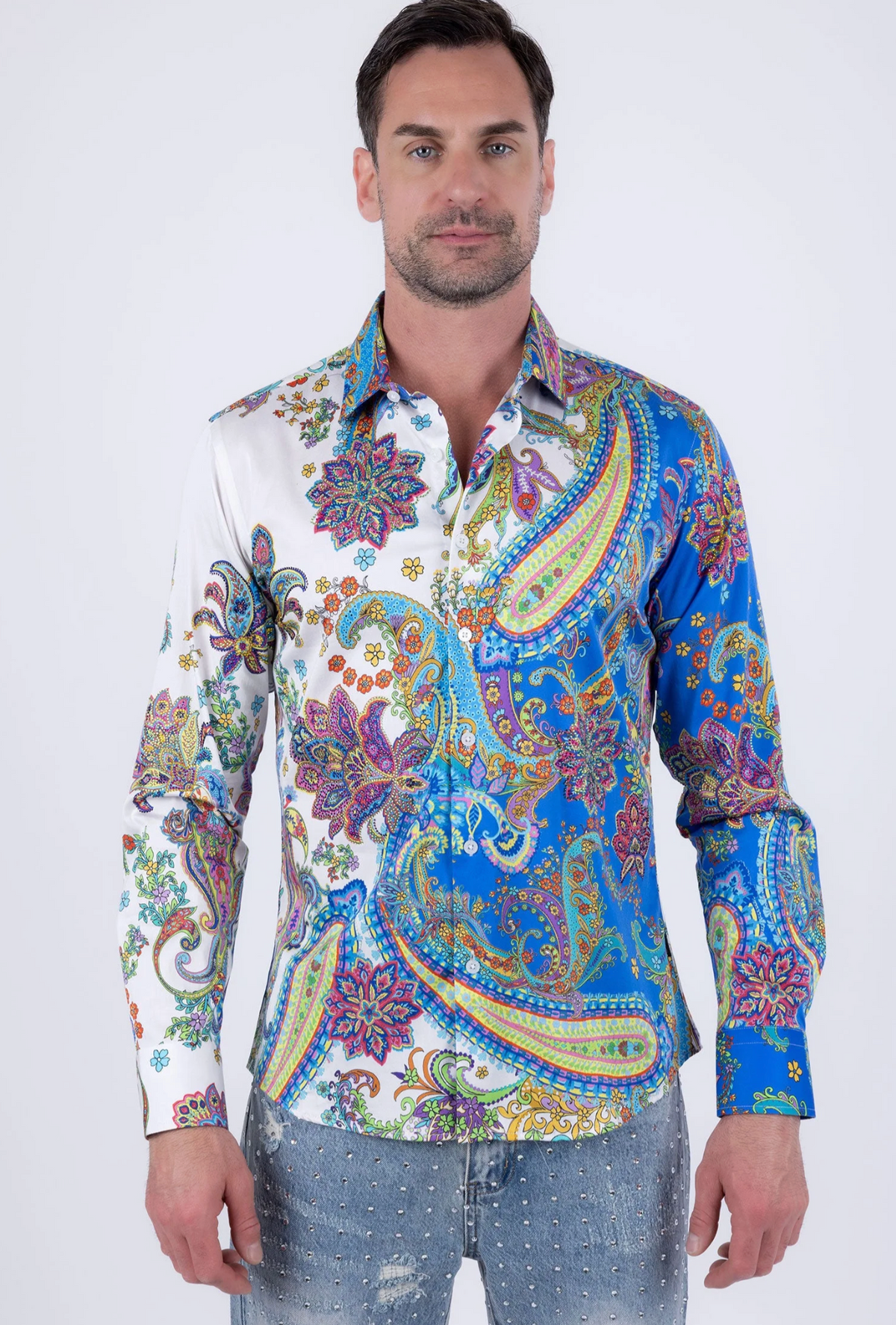Ornate Rhinestone Long Sleeve Shirt