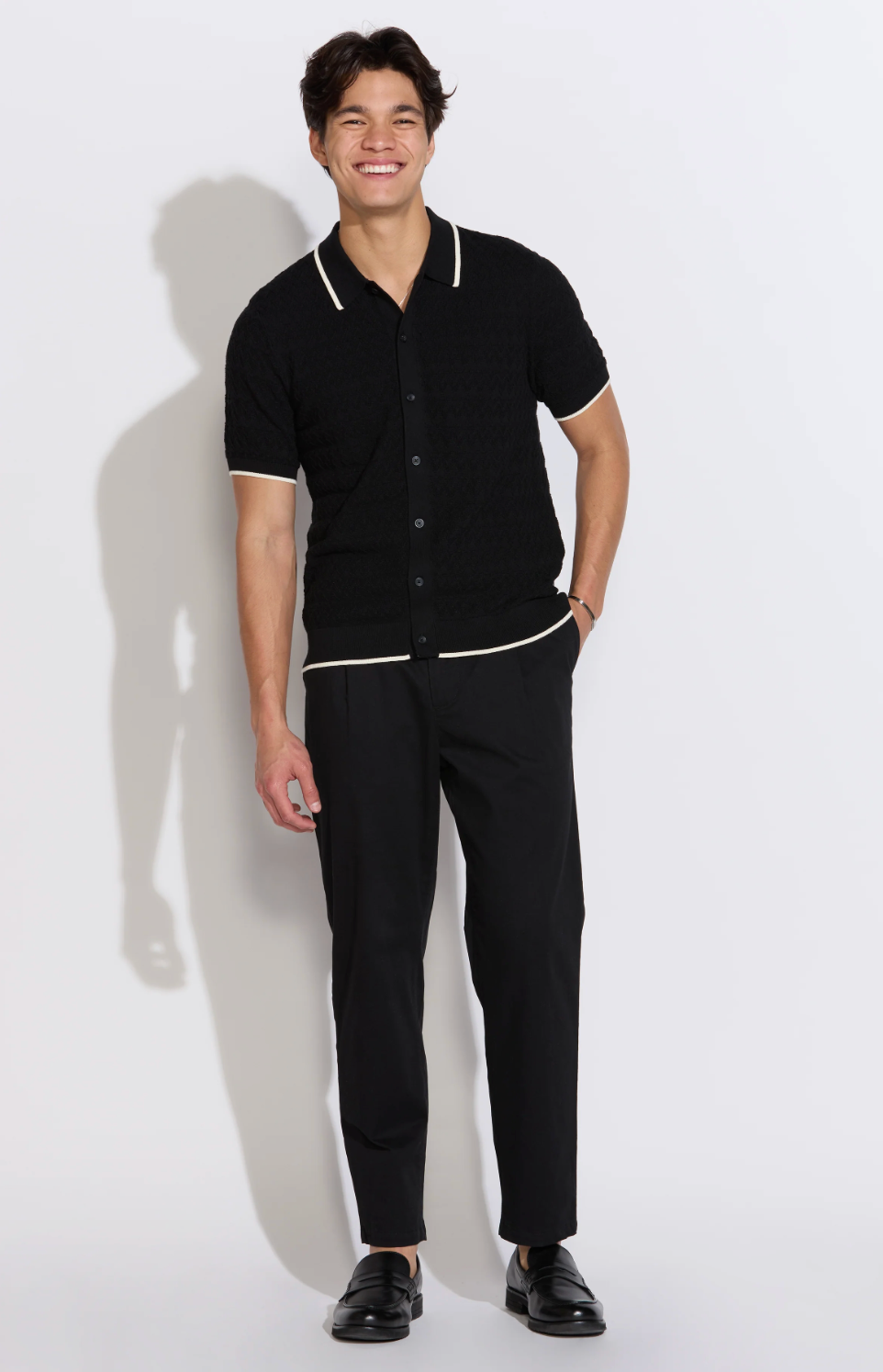 KALINO | full placket sweater polo |