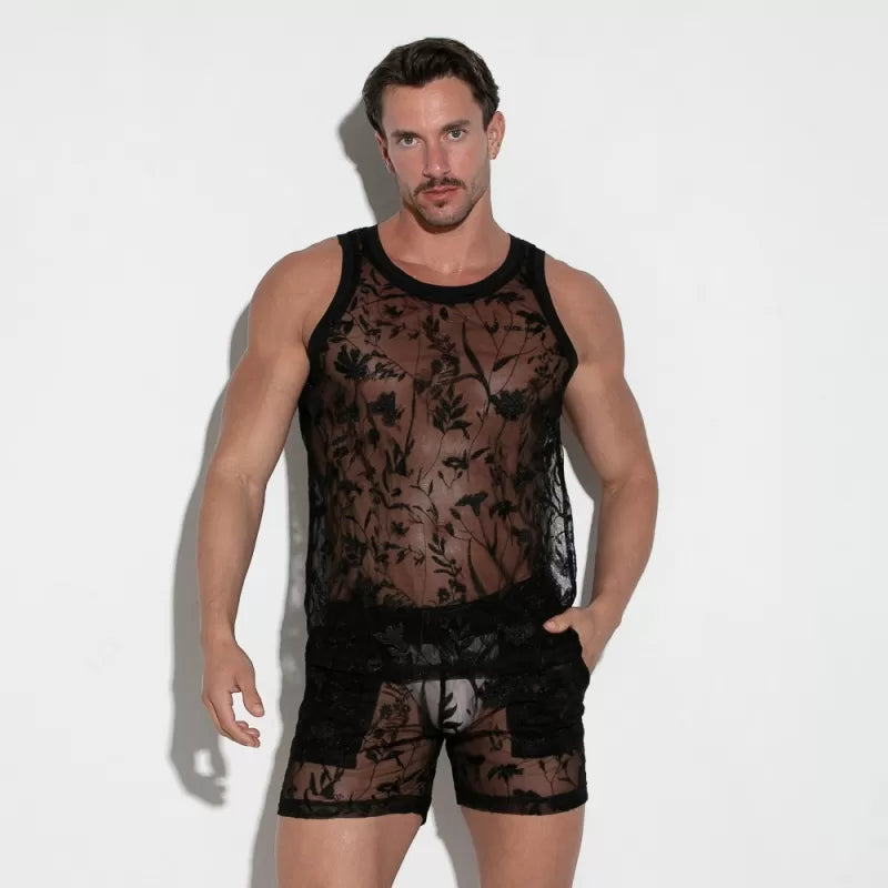 Embroidered Tank Top Black