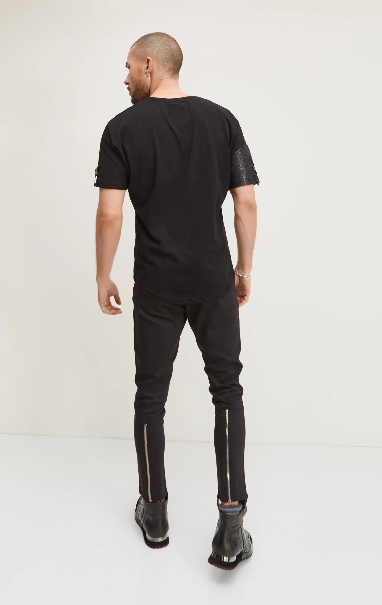 Skinny Fit Zipper Track Pants Black