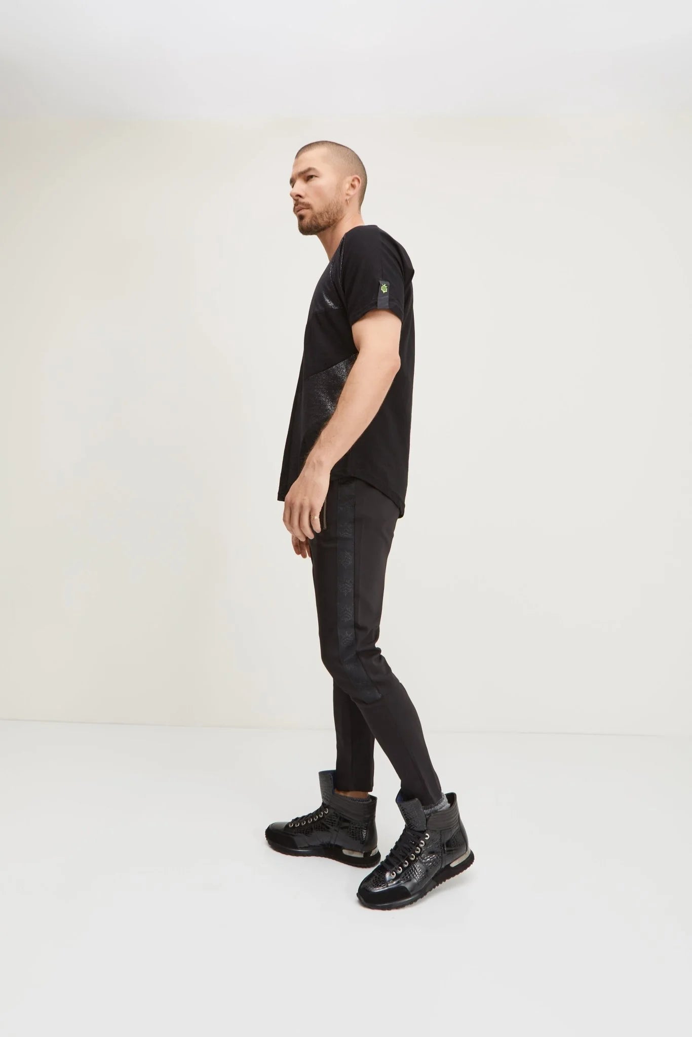 Skinny Fit Zipper Track Pants Black