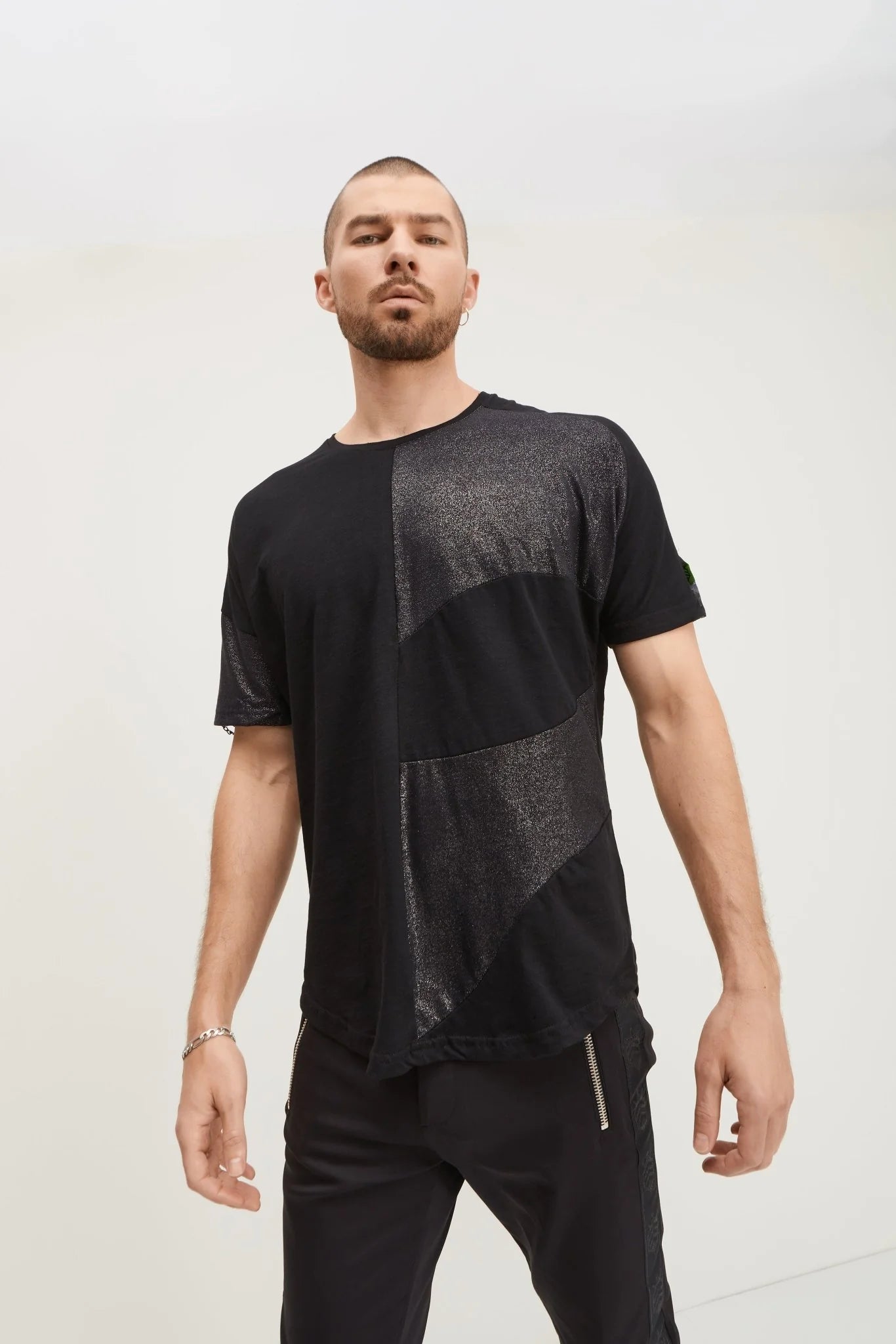 Skinny Fit Zipper Track Pants Black