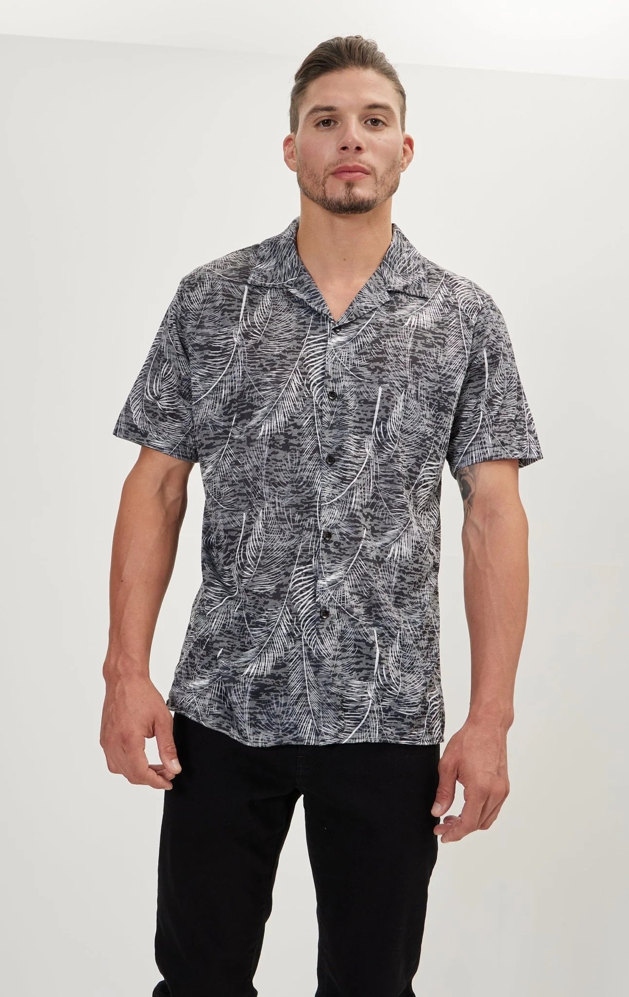 Shirt Casual Black Leaf