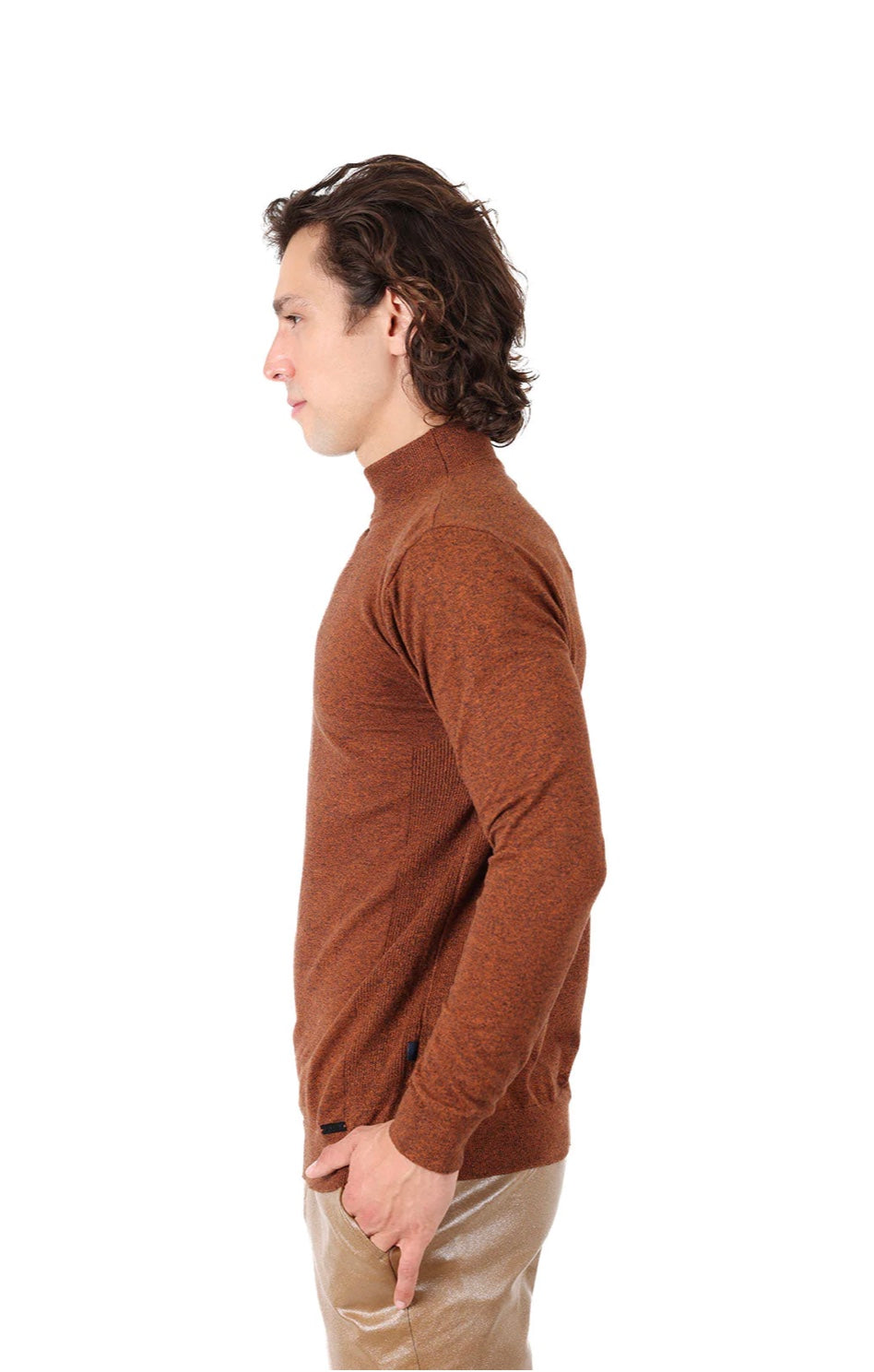 Mock Neck Sweater Rust Black