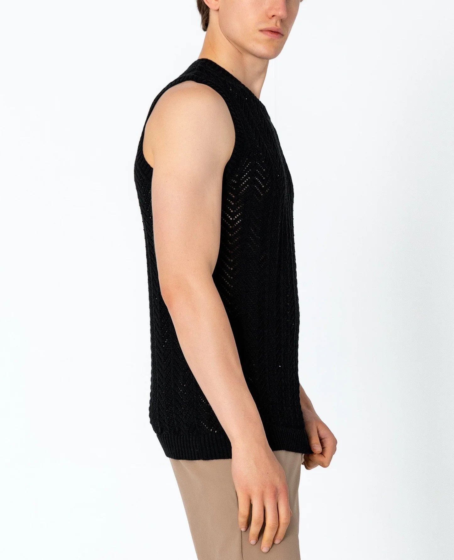 Sleeve Knitted Tank Black