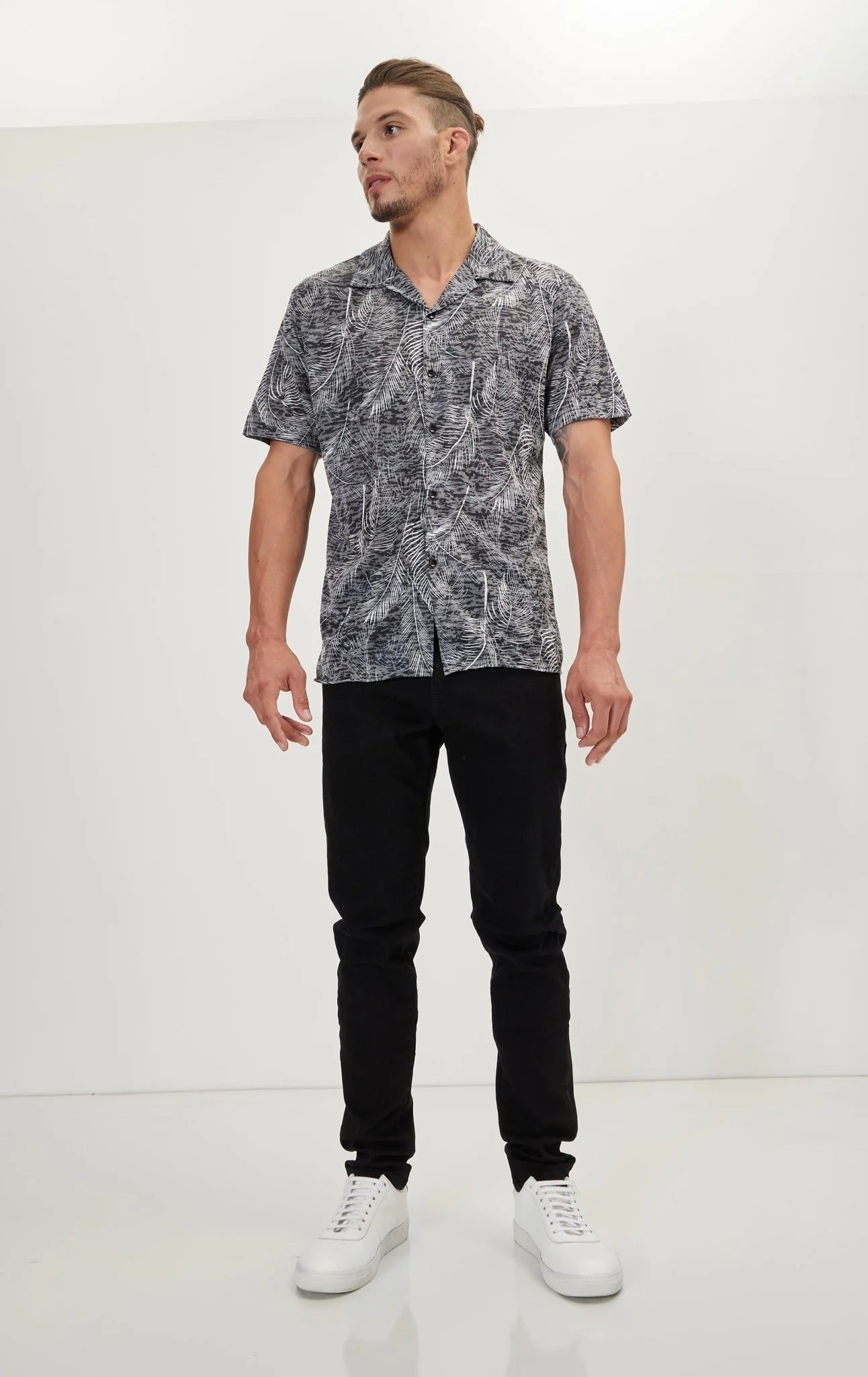 Shirt Casual Black Leaf