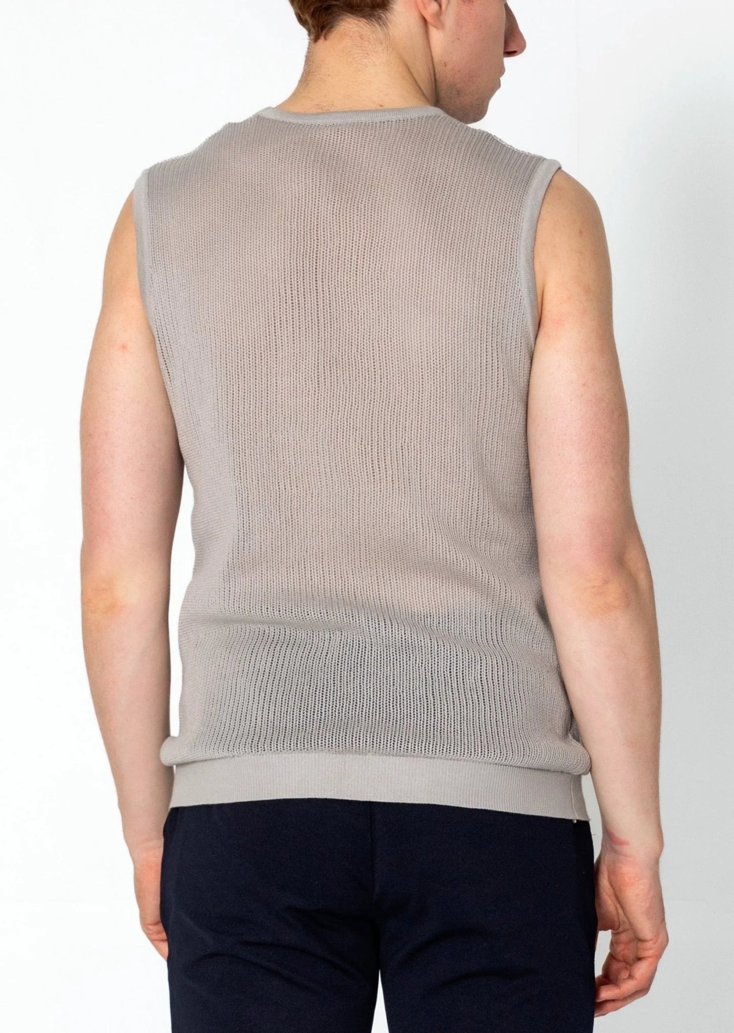 Crew Neck Mesh Tank Top Grey