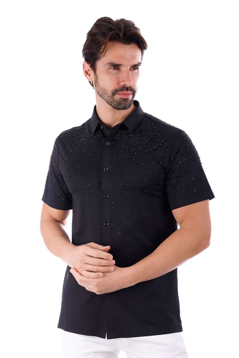 Edgy Bandwagon Short Sleeve Shirts Black/Black