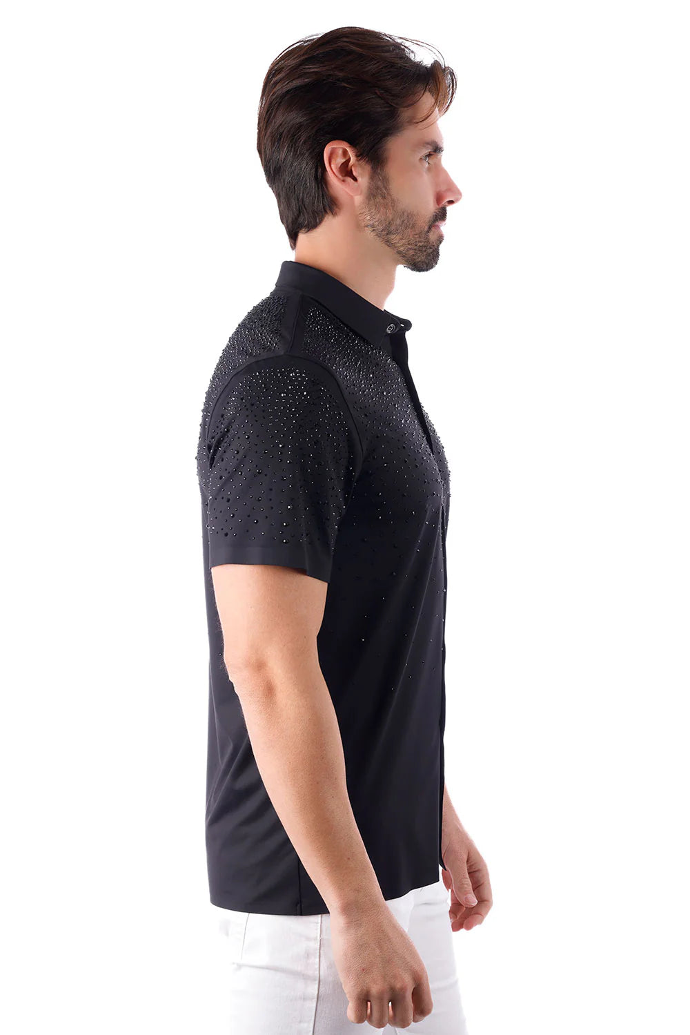 Edgy Bandwagon Short Sleeve Shirts Black/Black