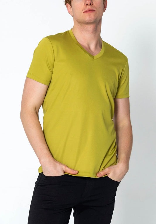 V-Neck Fitted T-Shirt Olive Green