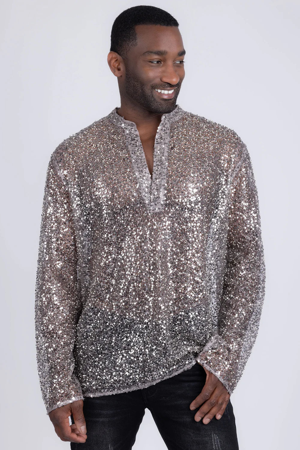 Chella Sequin Long Sleeve Beige