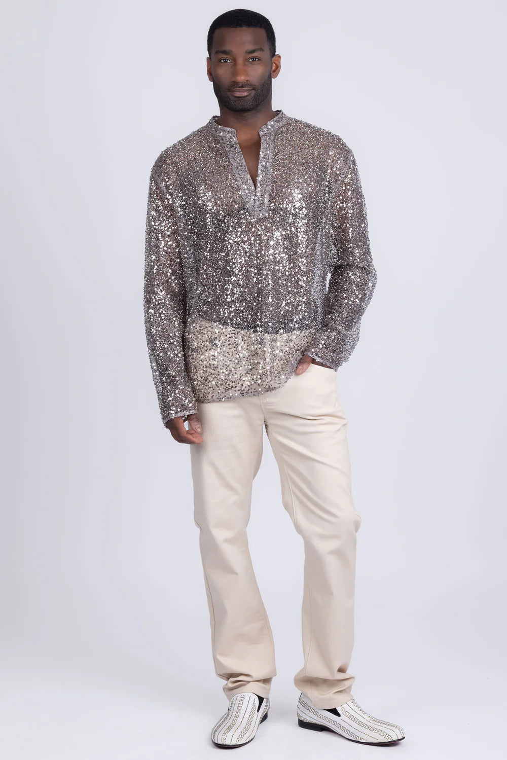 Chella Sequin Long Sleeve Beige