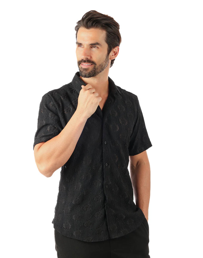 Elegant Fade Short Sleeve Shirt Black