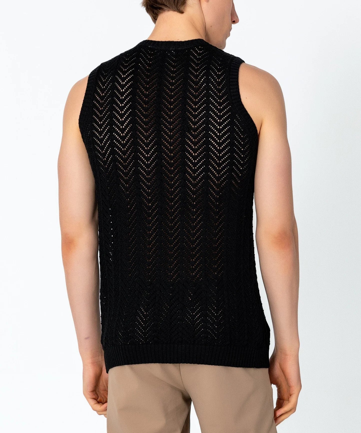 Sleeve Knitted Tank Black