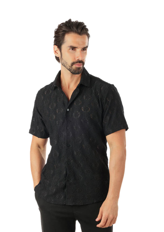 Elegant Fade Short Sleeve Shirt Black