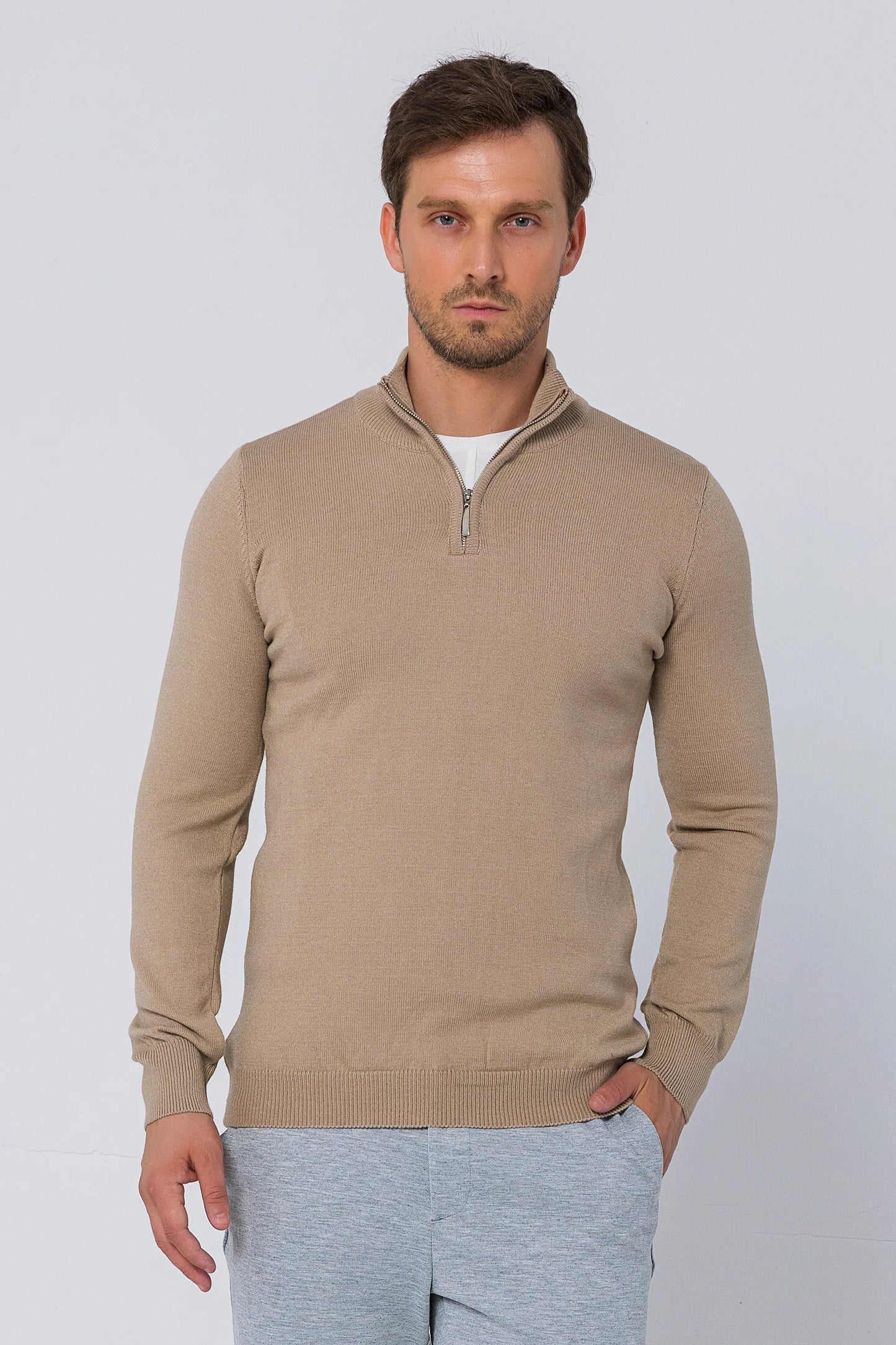 Half Zipper Sweater Beige