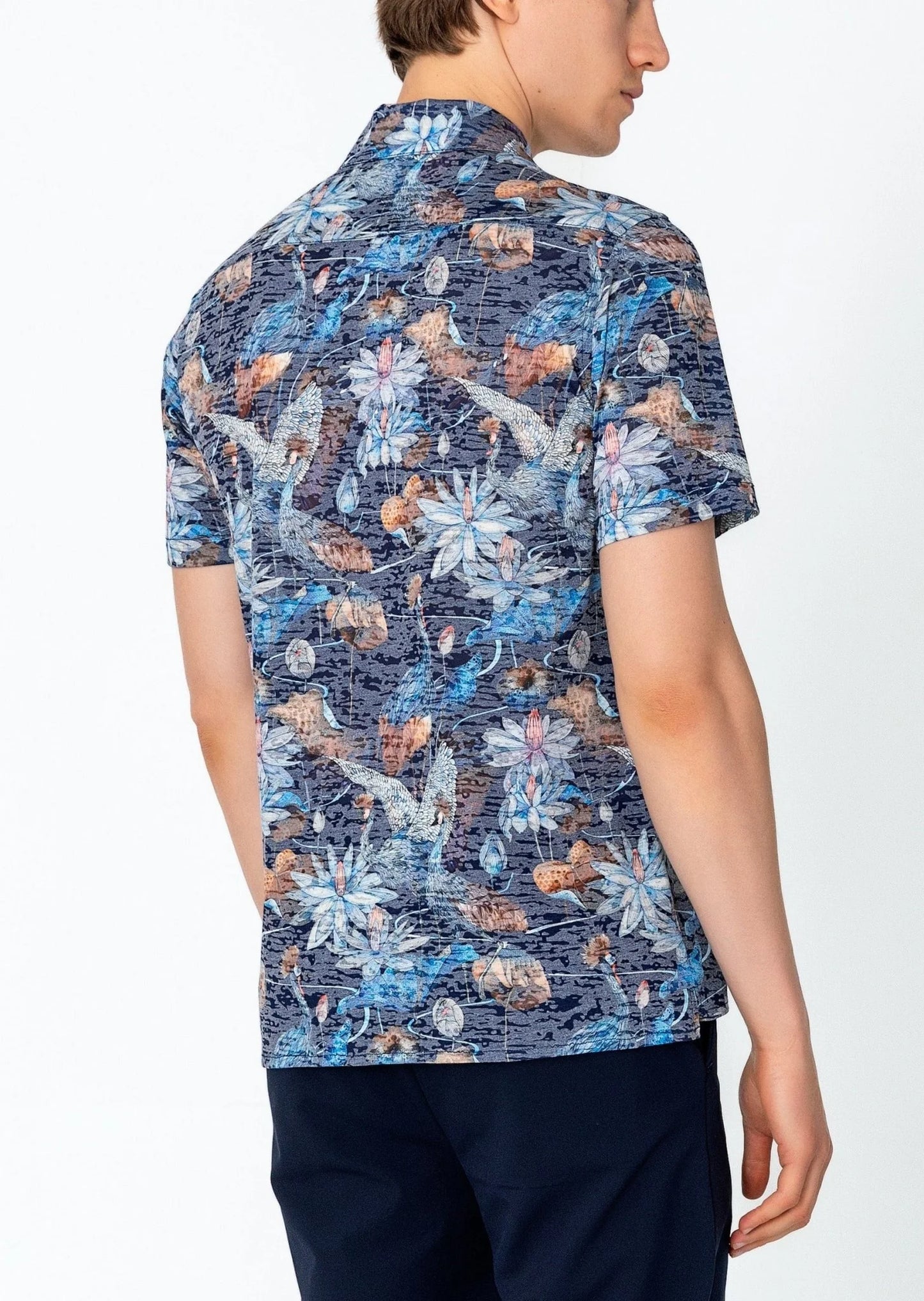 Collared Lightweight Shirt Peacock Lotus