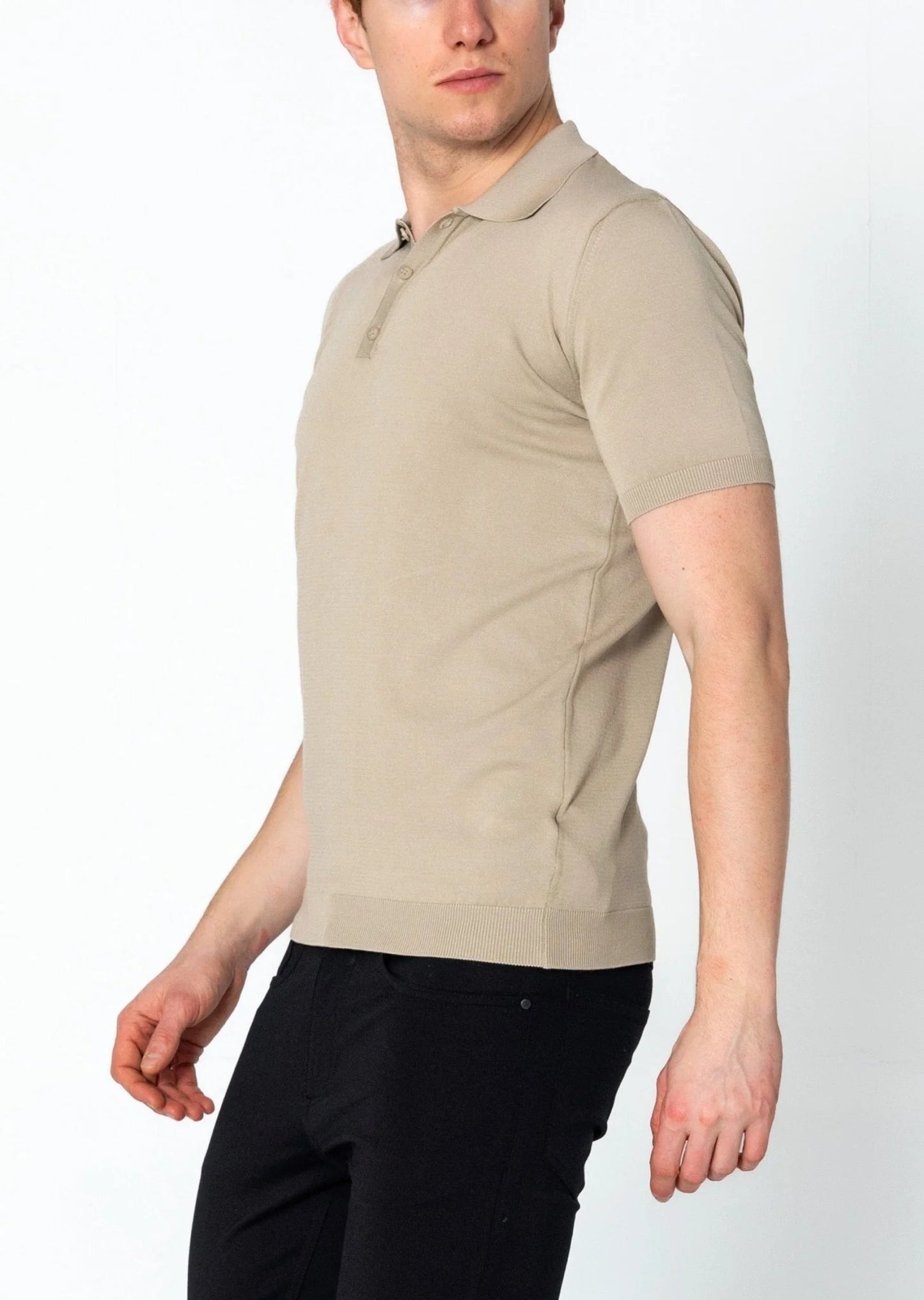 Lightweight Tonal-button Polo Tee - Dark Beige