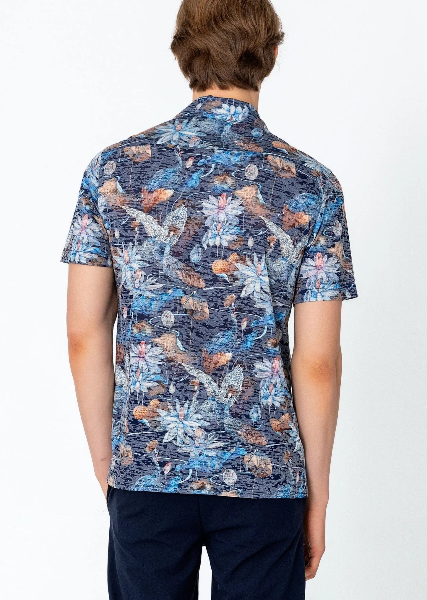 Collared Lightweight Shirt Peacock Lotus