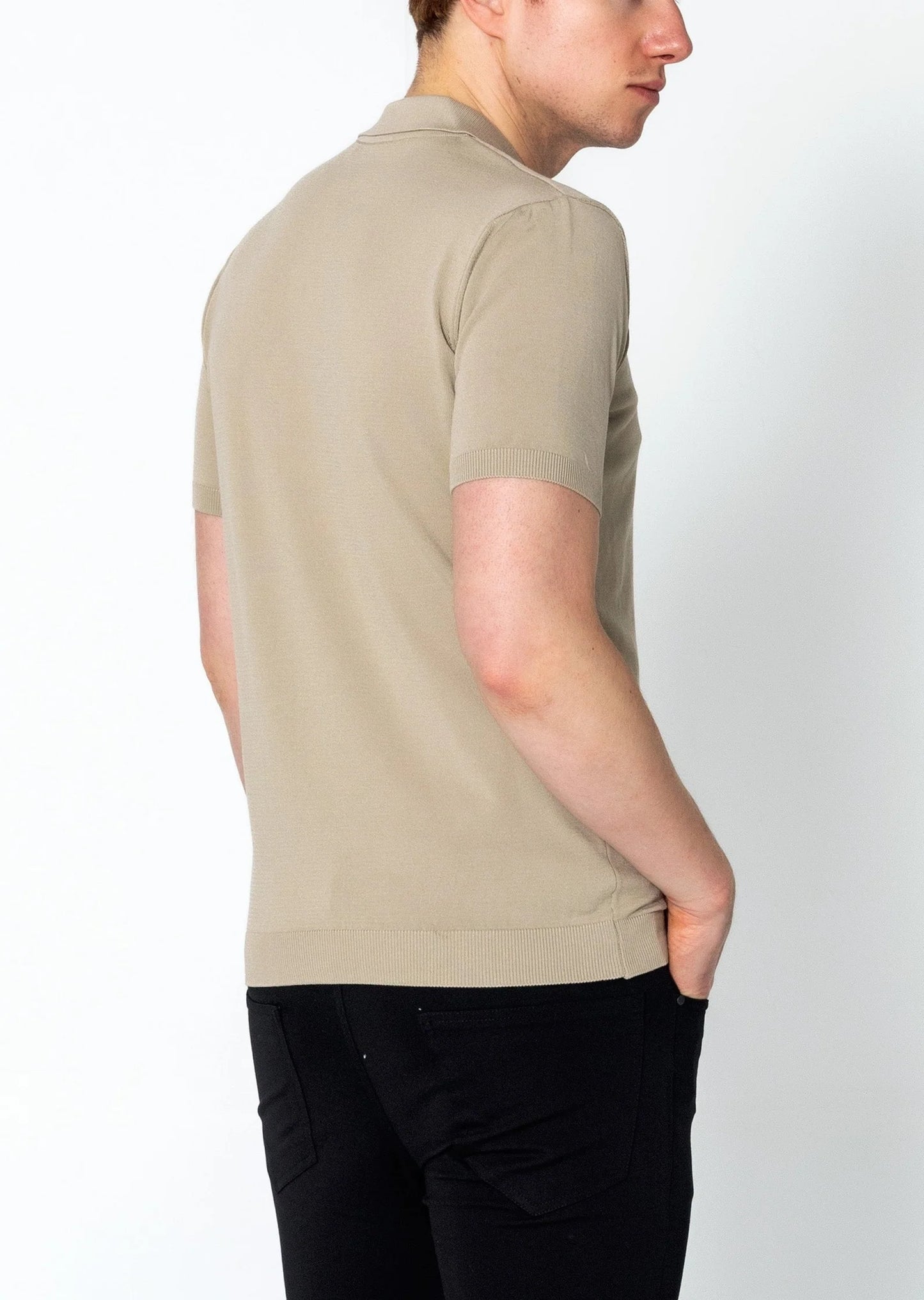 Lightweight Tonal-button Polo Tee - Dark Beige