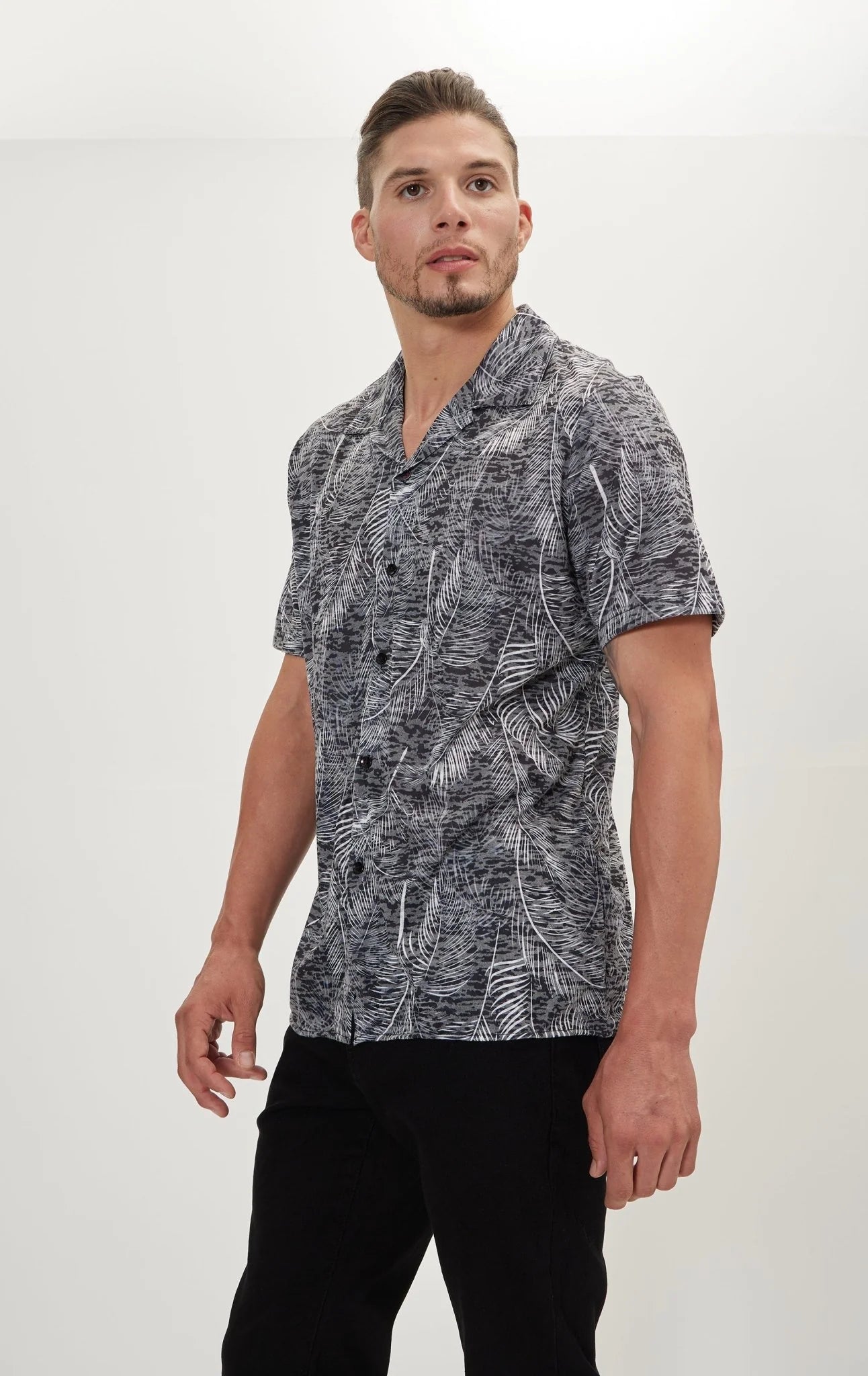 Shirt Casual Black Leaf