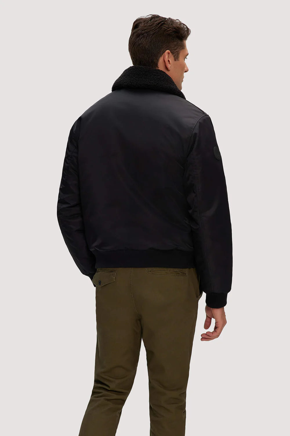 Bomber Jacket Faux Sherpa Black