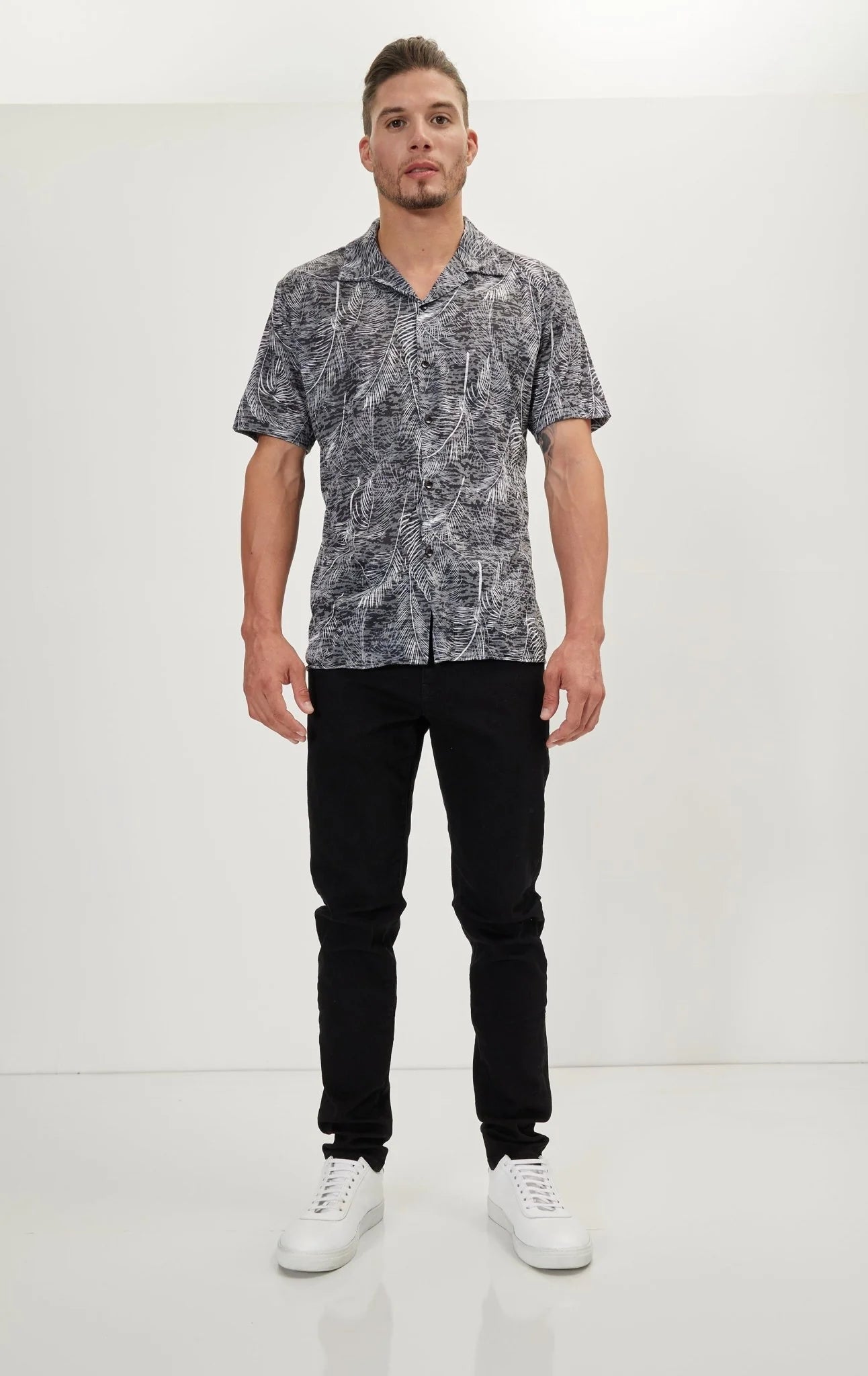 Shirt Casual Black Leaf