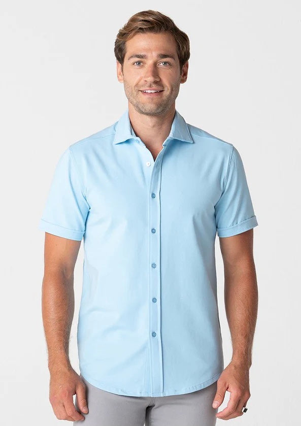 Short Sleeve Polished Shirt Light Blue